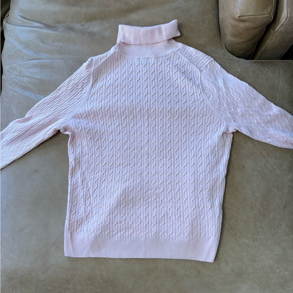 Talbots Women's 100% Pima Cotton Cable Knit Turtleneck Sweater Light Pink XL - Picture 7 of 7